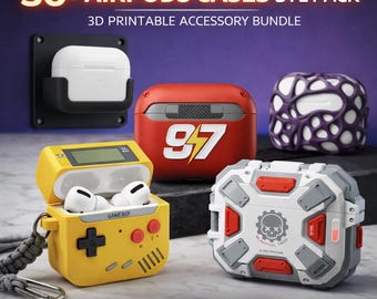 Pakiet ponad 30 etui na AirPods w formacie STL | Etui na słuchawki do gier i science fiction do druku 3D | Etui na Gameboya Survival Tech w wersji retro do użytku komercyjnego