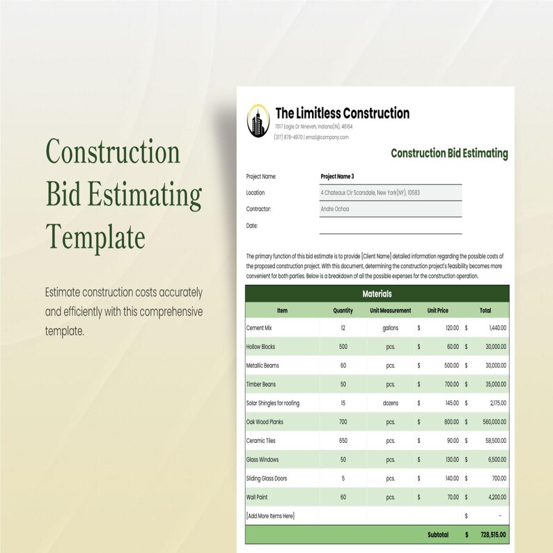 Construction Excel Template Bundle | Project Management (digital ...