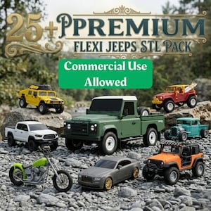 Flexi Jeep STL Bundle – 25+ Articulated Vehicles Print in Place with License