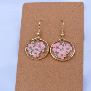 Handmade 'Forget-Me-Not' Floral Resin Earrings, Pink Flower Resin Earrings, Dried Flower Earrings, Gold Flower Earrings, Bridesmaid Gift image 6