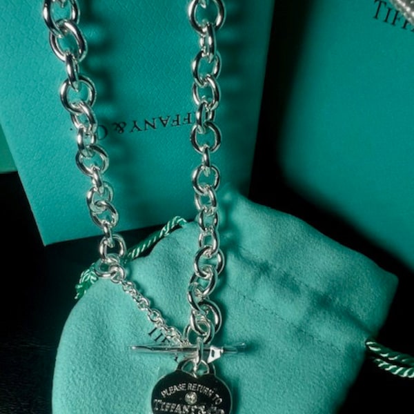 T & Co. Return to Heart Tag Center Diamond Accent w/Arrow Lock 925 Sterling Silver, 45cm Necklace. **PLEASE Read Full Item Details**