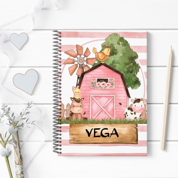 Libreta personalizada granja para eventos: cumpleaños, bautizo, baby shower, boda, comunión