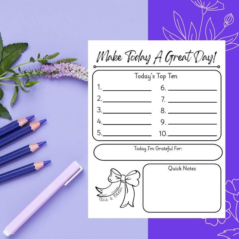 Make Today A Great Day! - to Do List / Bow - Etsy