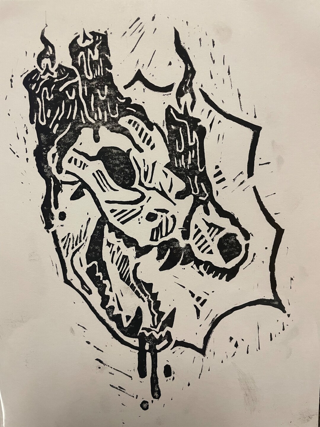 Opossum Skull Melting Candles Bristol Board Carved Print Etsy