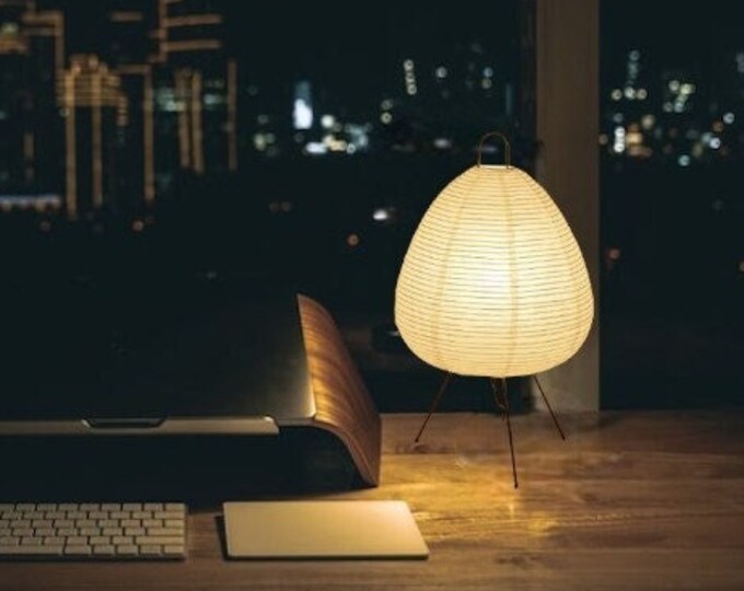 Japanese Table Lamp, Noguchi Apartment White Desk Lamp, Japandi Round