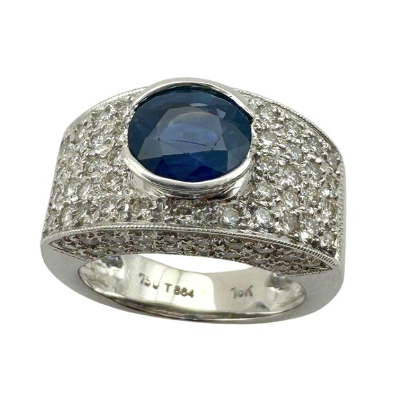 18k Diamond and Sapphire Ring - image 2
