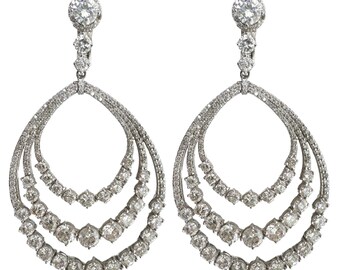 14k White Gold Diamond Dangle Earrings
