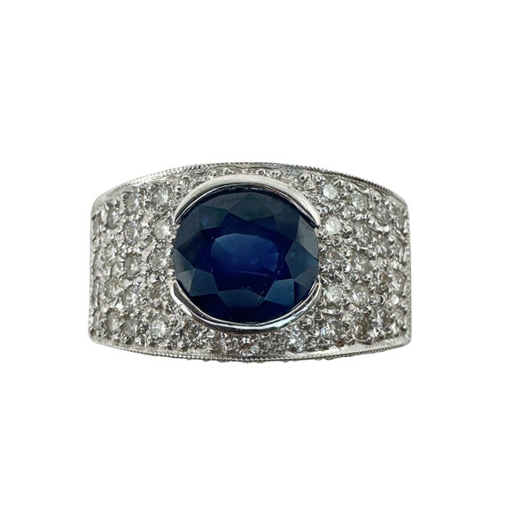 18k Diamond and Sapphire Ring - image 1