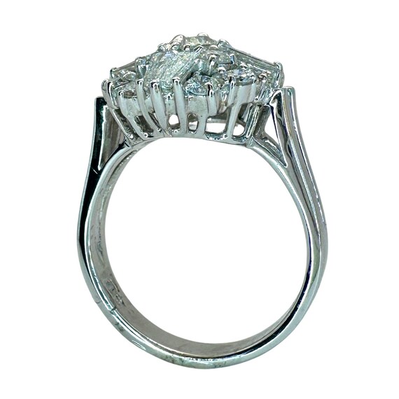18k Baguette and Marquise Cut Diamond Ring - image 5