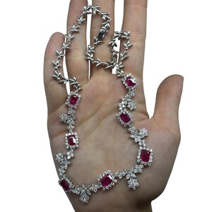 18k White Gold Diamond and 7.13 Carat Ruby Choker Necklace - 15 Inches