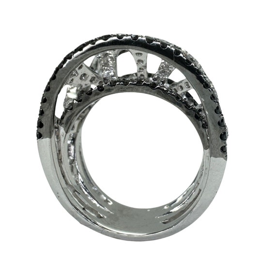 18k Black and White Diamond Wide Band Ring - image 4