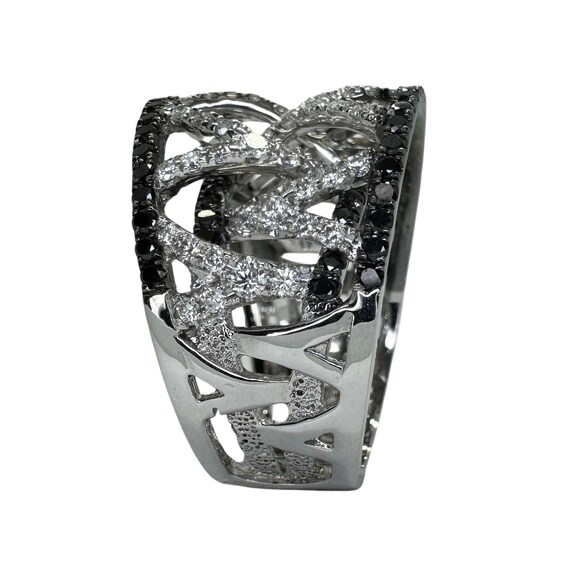 18k Black and White Diamond Wide Band Ring - image 3