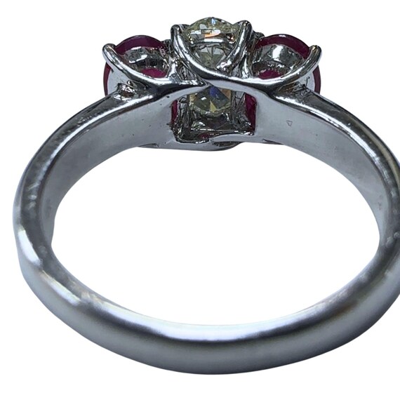 18k Diamond and Ruby Three Stone Ring - image 7