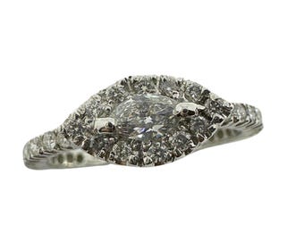 18k White Gold East-West Marquise Cut Diamond Ring