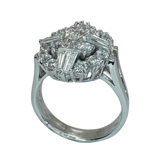 18k Baguette and Marquise Cut Diamond Ring - image 7
