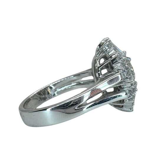 18k Baguette and Marquise Cut Diamond Ring - image 9