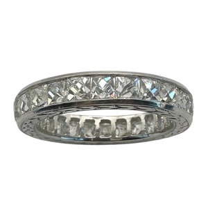 Platinum Hand Engraved Reclaimed French Cut Diamond Band