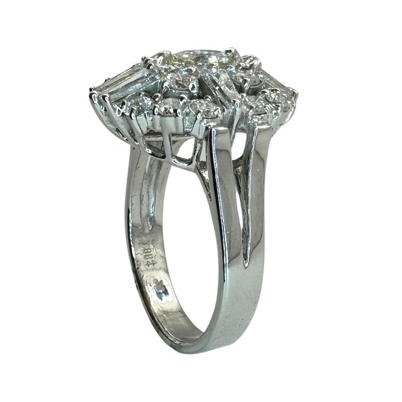18k Baguette and Marquise Cut Diamond Ring - image 6