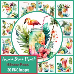 Clip Art de cóctel para uso comercial, imágenes prediseñadas de cóctel, bebidas de frutas de verano, gráficos de cóctel tropical, PNG, imágenes prediseñadas digitales, imágenes prediseñadas