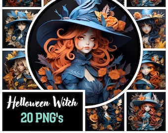 Witches Clipart Bundle: 20 Fantasy PNG Images (Digital Download)