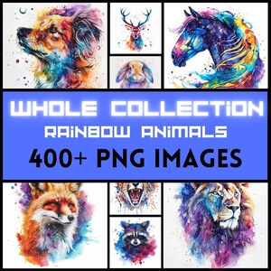 Whole Rainbow Animal Sammlung mit 400+ PNG-Bildern, Steampunk Kid, Steampunk Girl, Rainbow Sternzeichen Tiere, Shop Bundle