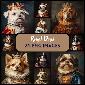Koninklijke hond olieverfschilderij stijl kunstafdruk | Elegant hondenportret | Uniek huisdiercadeau | Woondecoratie voor hondenliefhebbers
