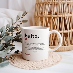 Personalisierte Tasse, "Baba " Bardağı, Lügat Bardağı, İsimli Bardak, Osmanische Tasse, Lugat365, Vatertasse, Türkische Tasse