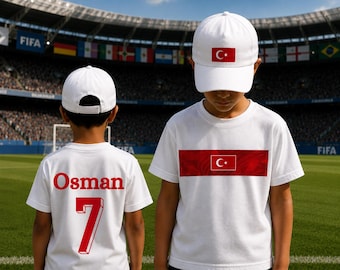 Kinder T-Shirt WM– Personalisiert mit Wunschname | Türkei Trikot | Türkiye Formasi | Isimli Forma | Wm Tshirt | WM | Fußball Fan