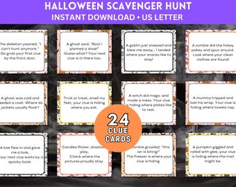 Búsqueda del tesoro de Halloween imprimible, búsqueda del tesoro de Halloween para niños, tarjetas de búsqueda del tesoro, búsqueda del tesoro de Halloween, búsqueda del tesoro en interiores
