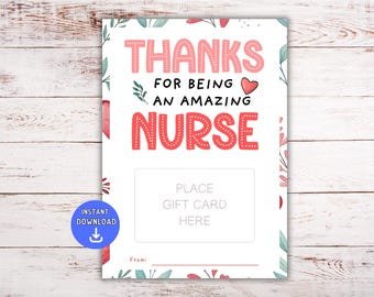 Nurse Appreciation Day Gift Card Holder, Printable Gift Card Holder, School Nurse Card, Nurse Appreciation Gift