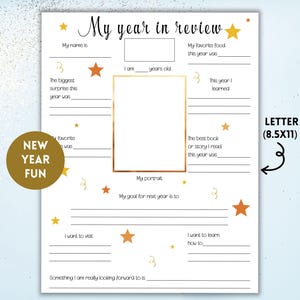 2024 Year in Review Printable, Kids Questionnaire, New Years Worksheet ...