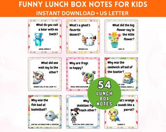 Lunch Box Notes for Kids, Joke Lunch Box Notes Printable, Funny Notes for Kids Lunch, Back to School Lunch Notes, Preschool Lunch Box Cards