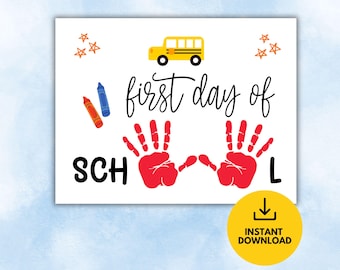 First Day of School Handprint Craft, 1st Day of School Handprint Printable, Preschool Handprint Art, Back to School Handprint Keepsake