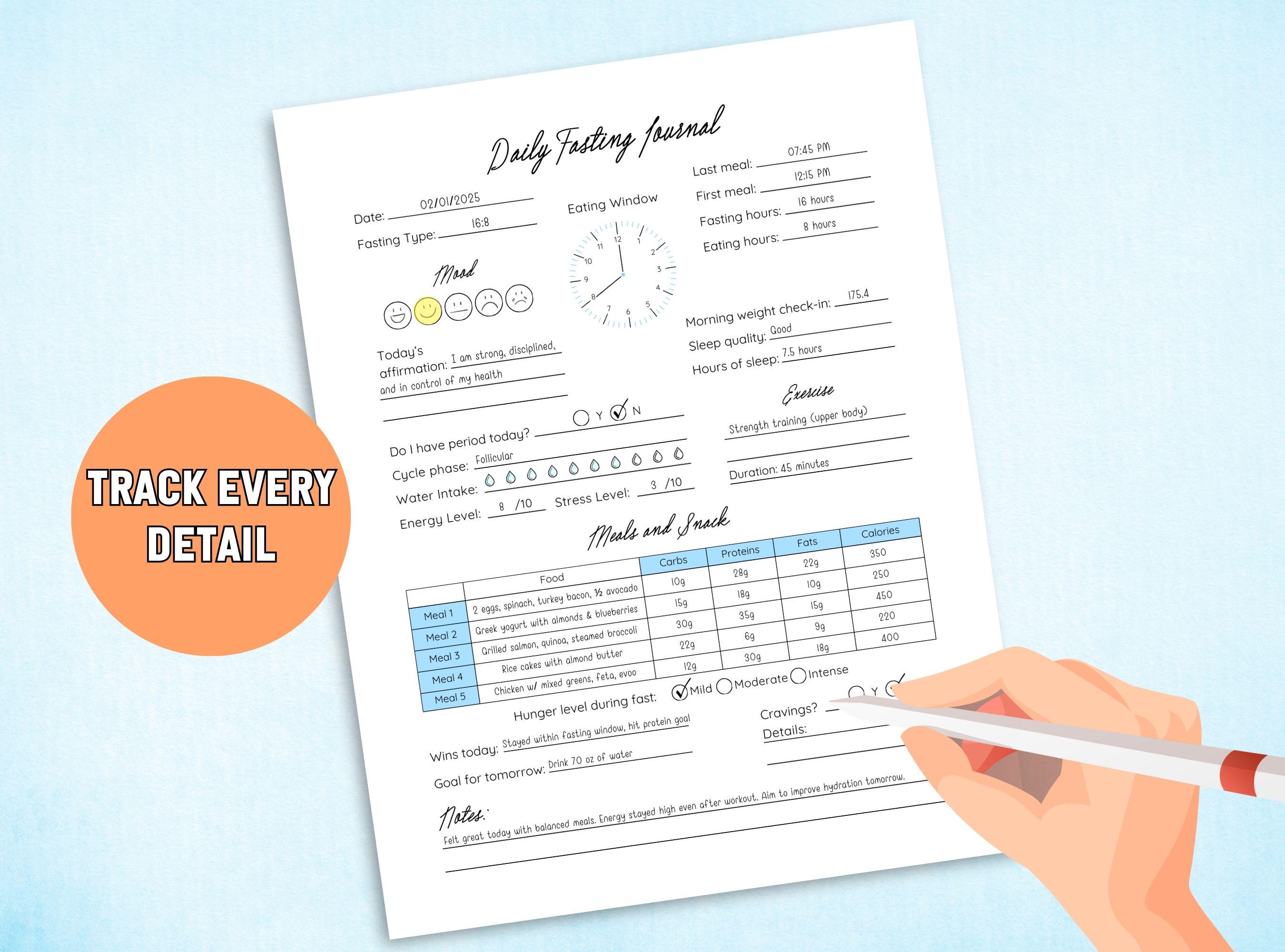 Fasting Worksheets.pdf Daily Fasting Journal, Printable Intermittent Fasting Tracker, Fasting ...