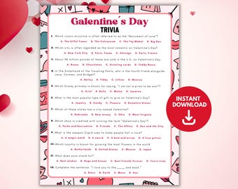 Printable Galentine’s Day Trivia, Ladies' Night Games, Galentine’s Party Game, Valentine’s Day Trivia for Adults, Galentine Game Night