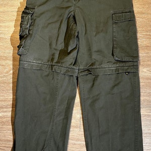 Vintage 1990s Boys scouts Of American Detachable Cargo Olive Green Pants 36x38