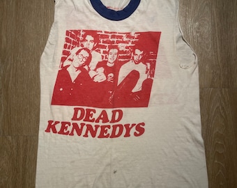 Vintage 1970s Dead Kennedys  Thrashed Cut Off Bedtime For Democracy Double Sided Print Concert T-Shirt