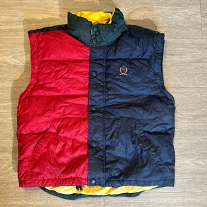 Vintage 1990s Tommy Hilfiger ColorBlock Puffer Bubble Vest Jacket Size Medium