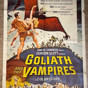 Vintage 1961 Goliath And The Vampires In Colorscope Original Movie Poster