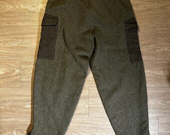Vintage 1945 WWII Swedish Army Military Wool Cargo Pocket Pants