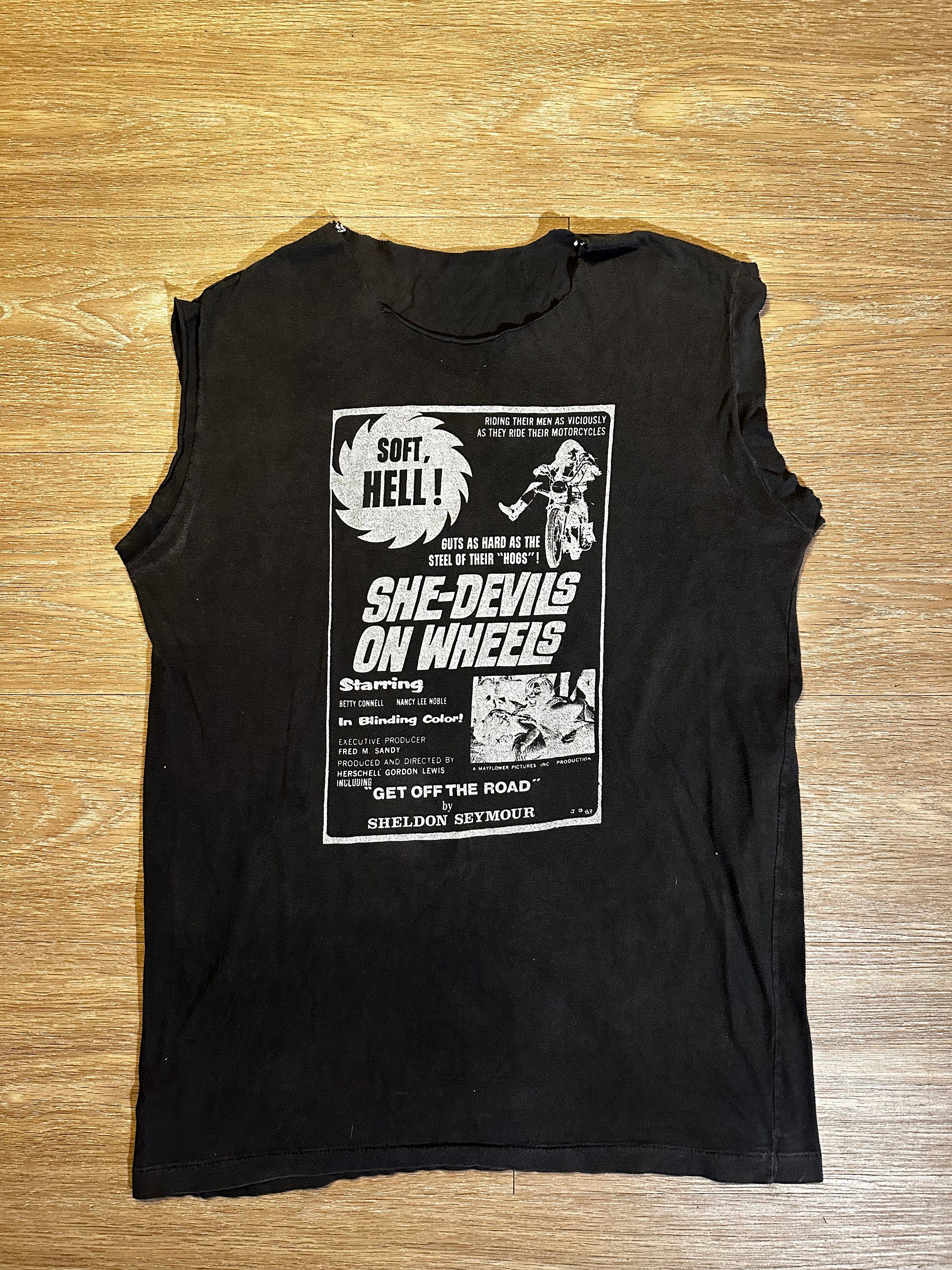 90s SHE DEVILS ON WHEELS ビンテージ Tシャツ B級映画 90年代 90s ムービー 白 半袖 ホワイト │ヴィテージ古着屋Feeet