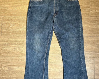 Vintage 1970s Orange Tab Levi's 646 Talon 42 Bell Bottom Denim Jeans (JYJ-0246) 30x30