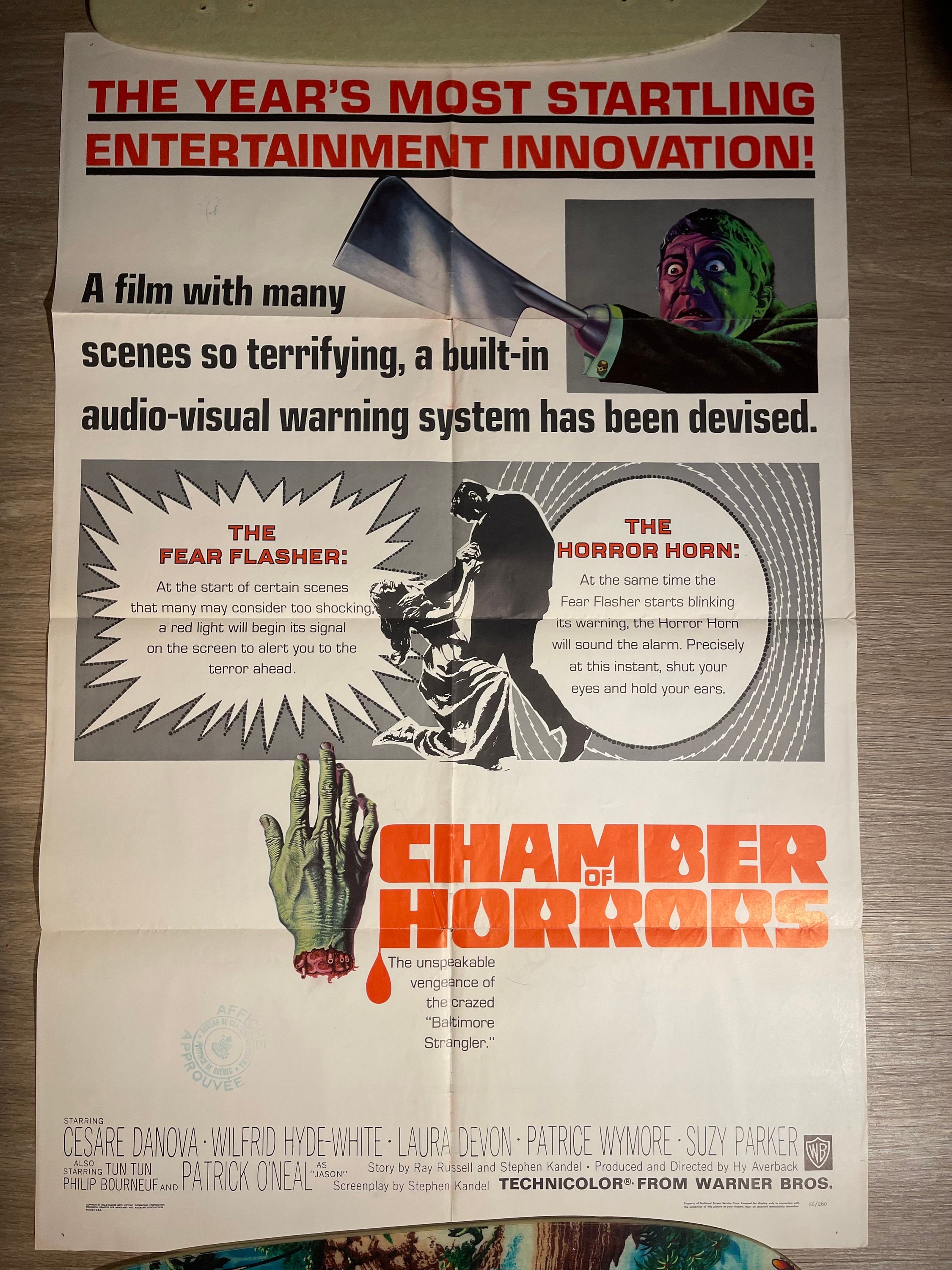 Vintage Chamber of Horrors 1966 Classic Movie Poster French Display ...