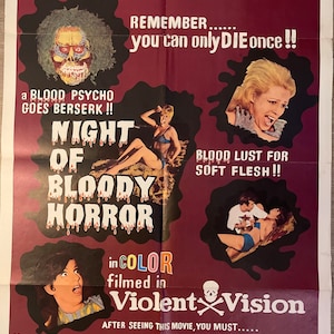 Vintage 1969 Night Of Bloody Horror Vintage Movie Poster