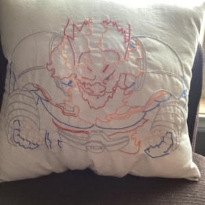 Hand Embroidered Flame Daddy Pillow