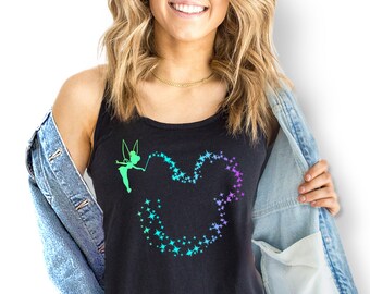 Tinkerbell tank top for woman, Tinkerbell women's racerback tank top, Tinkerbell pixie dust shirt, Tinkerbell Disney Magic Kingdom shirt