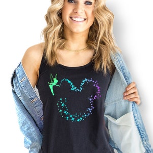 Tinkerbell tank top for woman, Tinkerbell women's racerback tank top, Tinkerbell pixie dust shirt, Tinkerbell Disney Magic Kingdom shirt