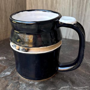 Black and White Ceramic Fidget Mug: Playful Sensory Spheres, Original Slipcast Pottery (12 oz.)