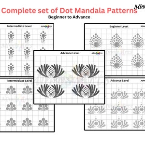 FULL SET  Digital Dot Mandala pattern worksheets, Digital Mandala Dot Painting Design Elements and Practice Guides - 8.5&quot; x 11&quot;