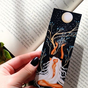 Witch and Moon Bookmark, Magical Witchy Bookmarks, Book Lover Gift Idea, Dark Cottagecore, Feminine Energy, Wicca Aesthetic